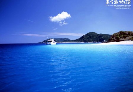 Blue Skies over Blue Ocean - skies, blue ocean, beach, blue skies over blue ocean, ocean