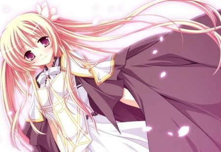 Sakura - fortissimo, anime, white, wind, anime girl, pink, sakura fortissimo