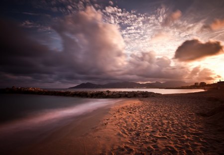 Beautiful Beach - sky, beach, clouds, beautiful, sunset