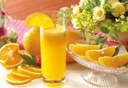 *** Orange Juice *** - flowers, orange, nature, juice