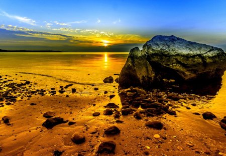 SUNSET - nature, rock, beach, sunset