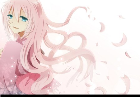 Megurine Luka - aqua, music, japanese, anime girl, art, amazing, cherry blossom, cool, petals, aqua eyes, kimono, artistic, song, stunning, vocaloids, program, sakura, vocaloid, beautiful, pink, yukata, diva, nice, beauty, singer, virtual, pretty, idol, cherry blossom petals, megurine luka, sakura petals, anime, cute, megurine, luka, girl, pink hair, cg, digital, awesome, japanese clothes