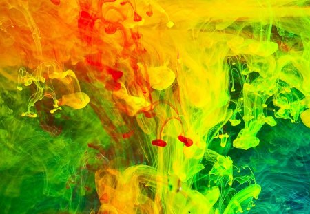 PAINT SPLASHES - abstract, artistic, paint, yellow, orange, colorful, red, green, mix