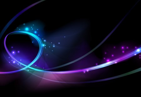 CURVES - curves, purple, abstract, stars, magical, light, teal, black