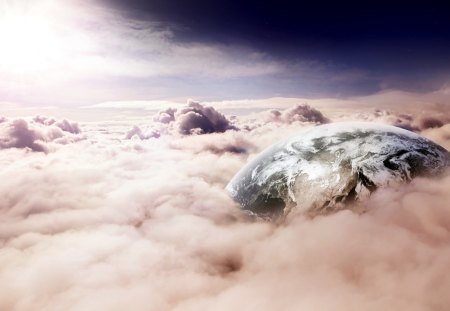 EARTH THROUGH CLOUDS - clouds, earth, abstractr, digital