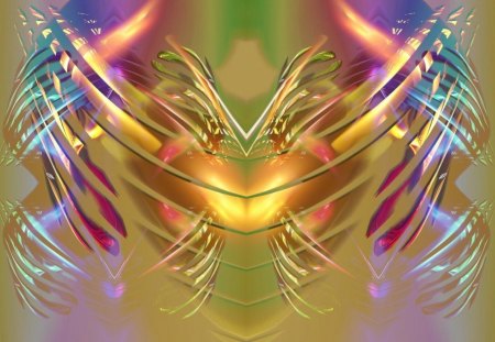 Love_in_Your_Hand - abstract, 3d, gold, heart