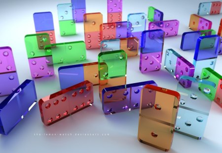 Glass Dominoes - pretty, colours, dominoes, glass