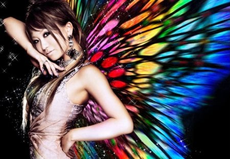 Multi Coloured Wings - wings, coloured, multi, girl