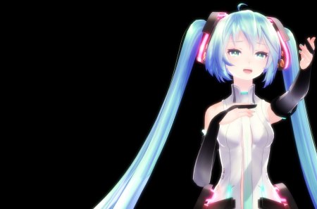 Vocaloid - Hatsune Miku - hatsune, miku, cute, twin tails, vocaloid, anime, girl, eyes, blue, babe, hair, music