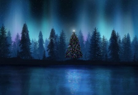 Dancing_Christmas_Tree - lights, trees, abstract, rays