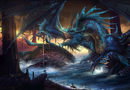 THE BLUE DRAGON - dragon, water, battle, war