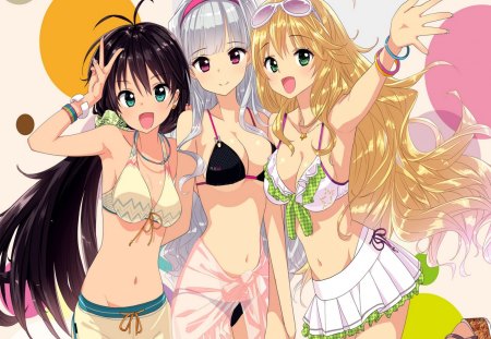 Friends Forever Bikini Theme - beauty, idol masters, models, wall, anime, new