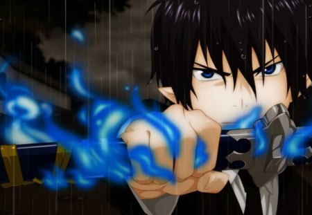 Fighter - elfears, sword, black hair, blue eyes