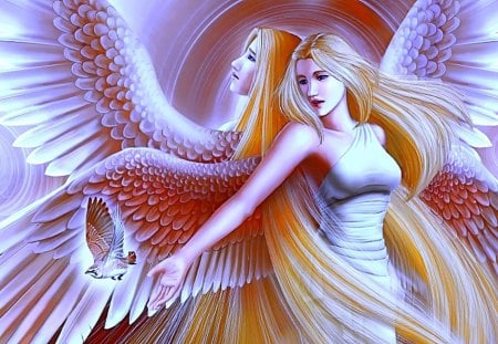 The_Angel_Wallpaper - wings, abstract, girl, 3d