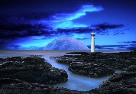 Vision_of_Twilight - clouds, water, lighthouse, rocks