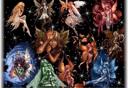 Fairies - fairies, colours, many, wings