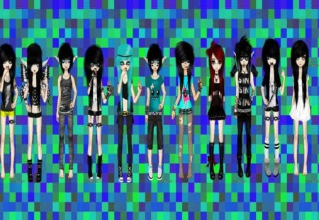 Girls & Boys - girls, blue, green, boys, emo