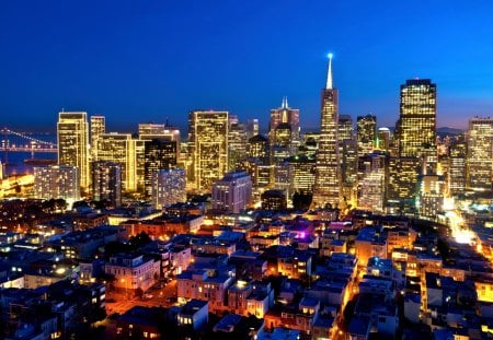 The Beautiful Bay - skyscrapers, bay, lights, buildings