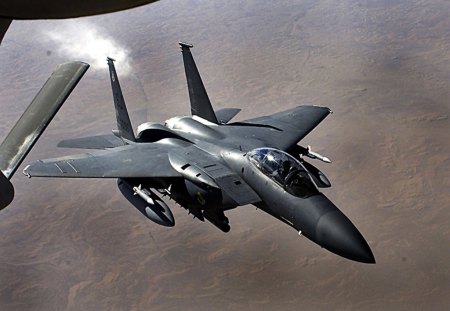 f-15e_strike_eagle - plane, smoke, military, wings