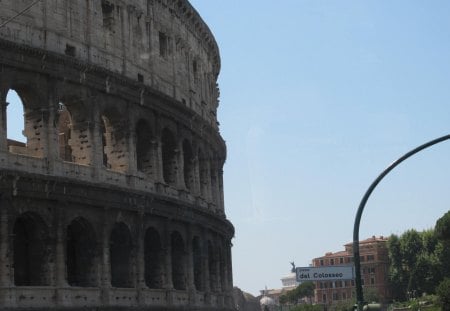 Coliseum - side view, coliseum, ancient, sky