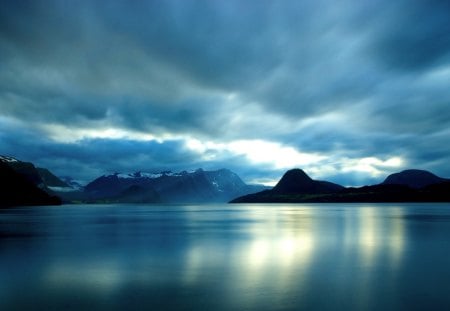 BLUE LAKE - calm, nature, smooth, lake, mountain