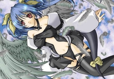 Angel_girl - blue, urple hair, beautiful, fada, wings, white wings, angel, angel girl