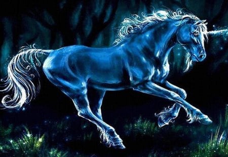 Magic Horse - animal, horse, elegant, blue