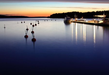 Amazing Sunset - boats, sunset, water, harbor, pier