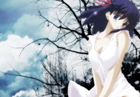 Sakura Matou - love, sky, sexy, sakura matou, dark, forest, anime, cute, heavens feel, manga, shiro, dress