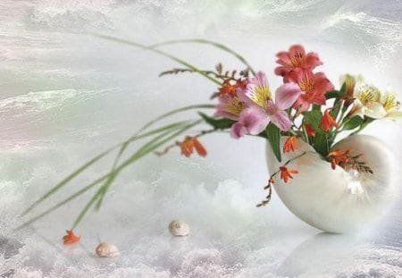 ~ Delicate Shell of Sweetness - shell, flowers, sweetness, delicate