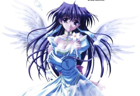 Angel_Girls - fada, angel girl, angel, blue, beautiful, wings, white wings, purple hair