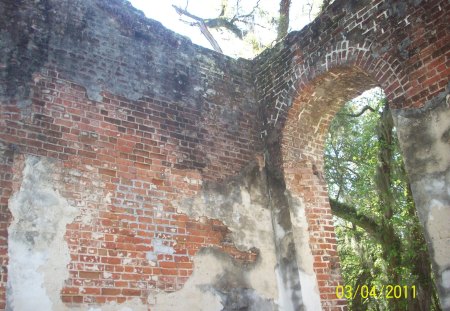 Old Sheldon Church Burn Marks - south, fire, carolina, church