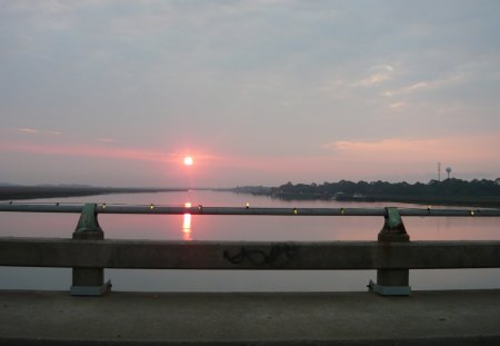 Sunset over Folly River - carolina, river, sunset, south