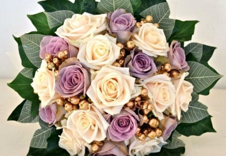 Lovely bouquet - purple, roses, sweet, bouquet, flowers