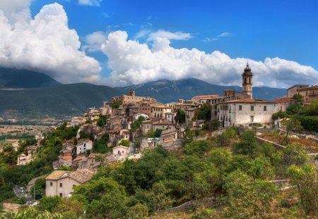 Italy City View - view, hillside, city, houses, italy