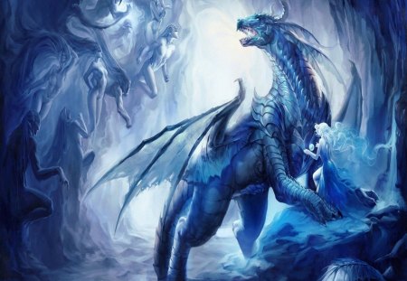 cool dragon - dragons, cool, blue, final fantasy