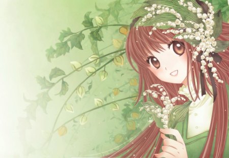 One With Nature - anime, nature, green, girl