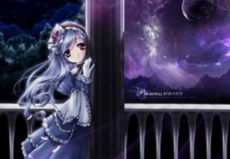 The beautiful world-of Aria - night, sky, girl, pretty