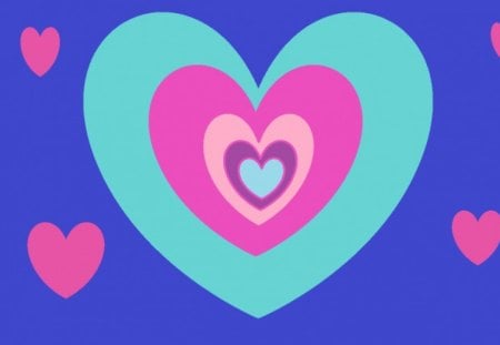 hearts 2 - purple, darkblue, blue, pink