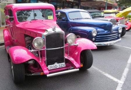 Hot Rods - cars, hot rods, blue, pink