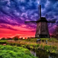 Windmill at sunset