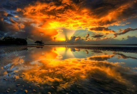 Sky - reflection, orange, nature, sky