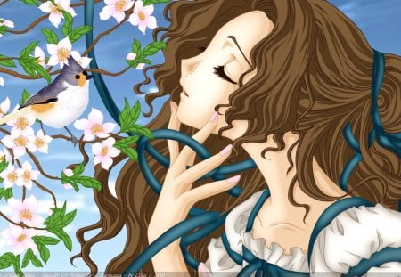 Code Geass Harmonia - nature, girl, bird, blue