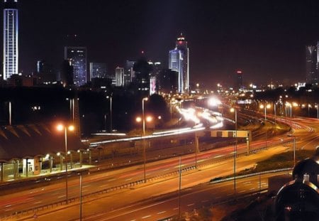 Ayalon Highway in Israel. - night view, good shot