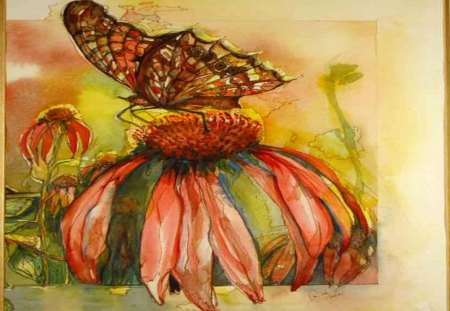 Butterfly - flower, butterfly, art