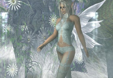 White Fairy - fairy, fantasy, white, winter