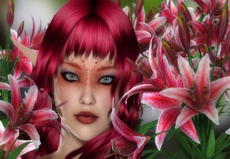 Fairy Among The Flowers - fairy, flowers, fantasy, magic