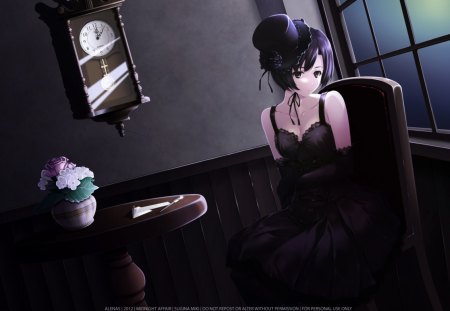 Mizuhara Touko - kara no shoujo, girl, clock, mizuhara touko, visual novel, dark