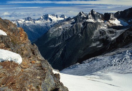 illecillewaet glacier british columbia - mountains, peaks, glacier, clouds