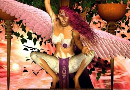 Pink Wing Angel - wings, fantasy, angel, pink